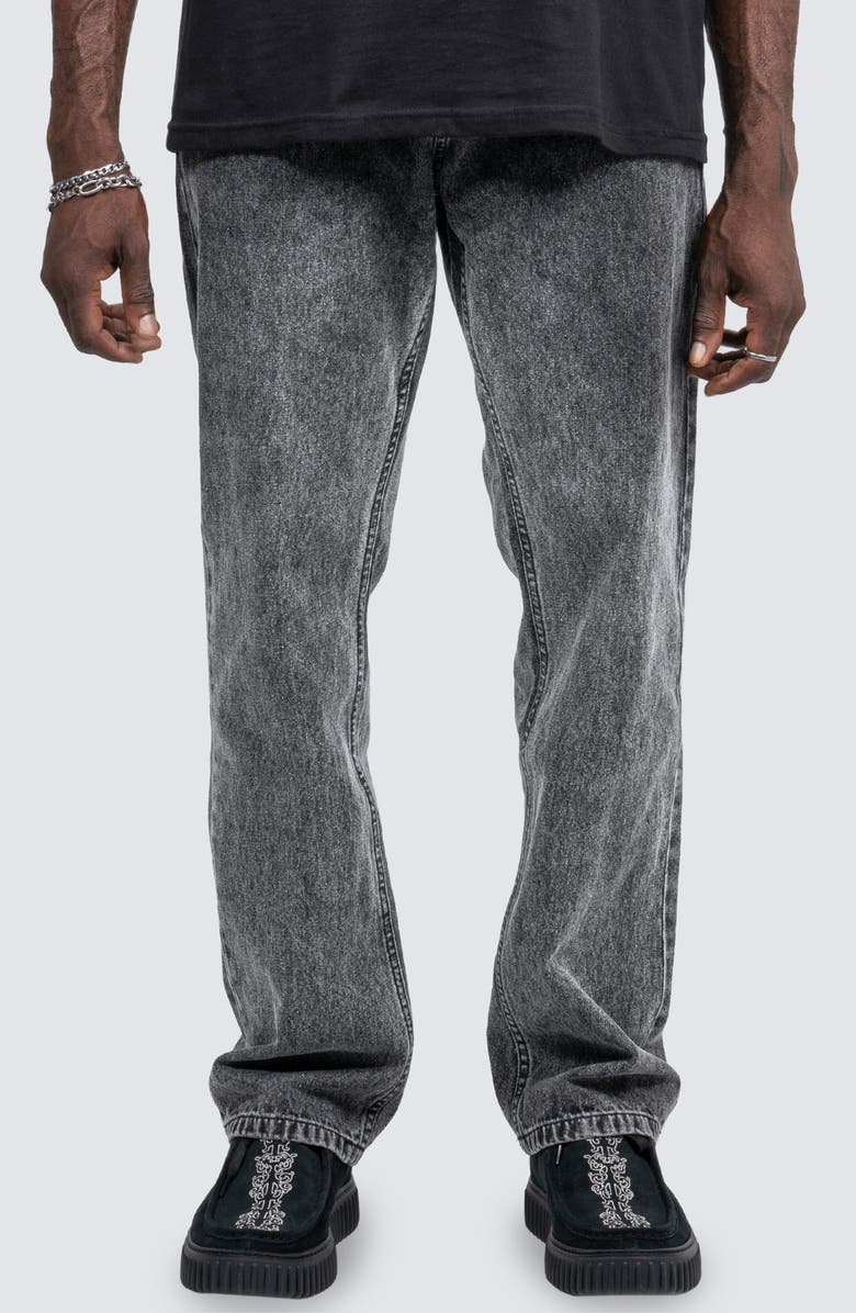 PLEASURES Acid Wash Straight Leg Jeans, Main, color, 