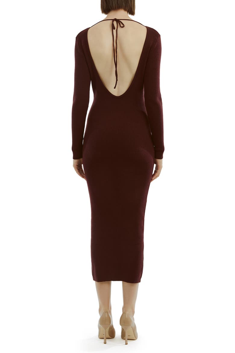 Verona Long Sleeve Rib Sweater Dress, Alternate, color, BURGUNDY