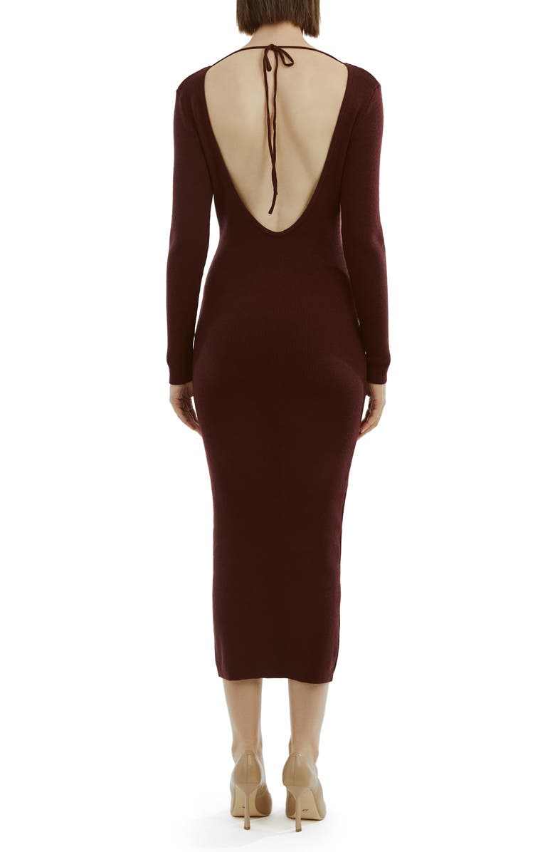 Bardot Verona Long Sleeve Rib Sweater Dress, Alternate, color, Burgundy