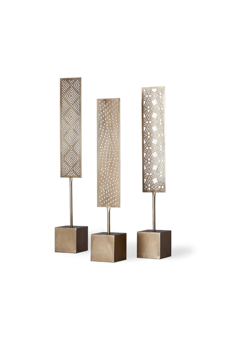 Arondale Set of 3 4L x 12W Decorative Objects, Main, color, Metallic Gold