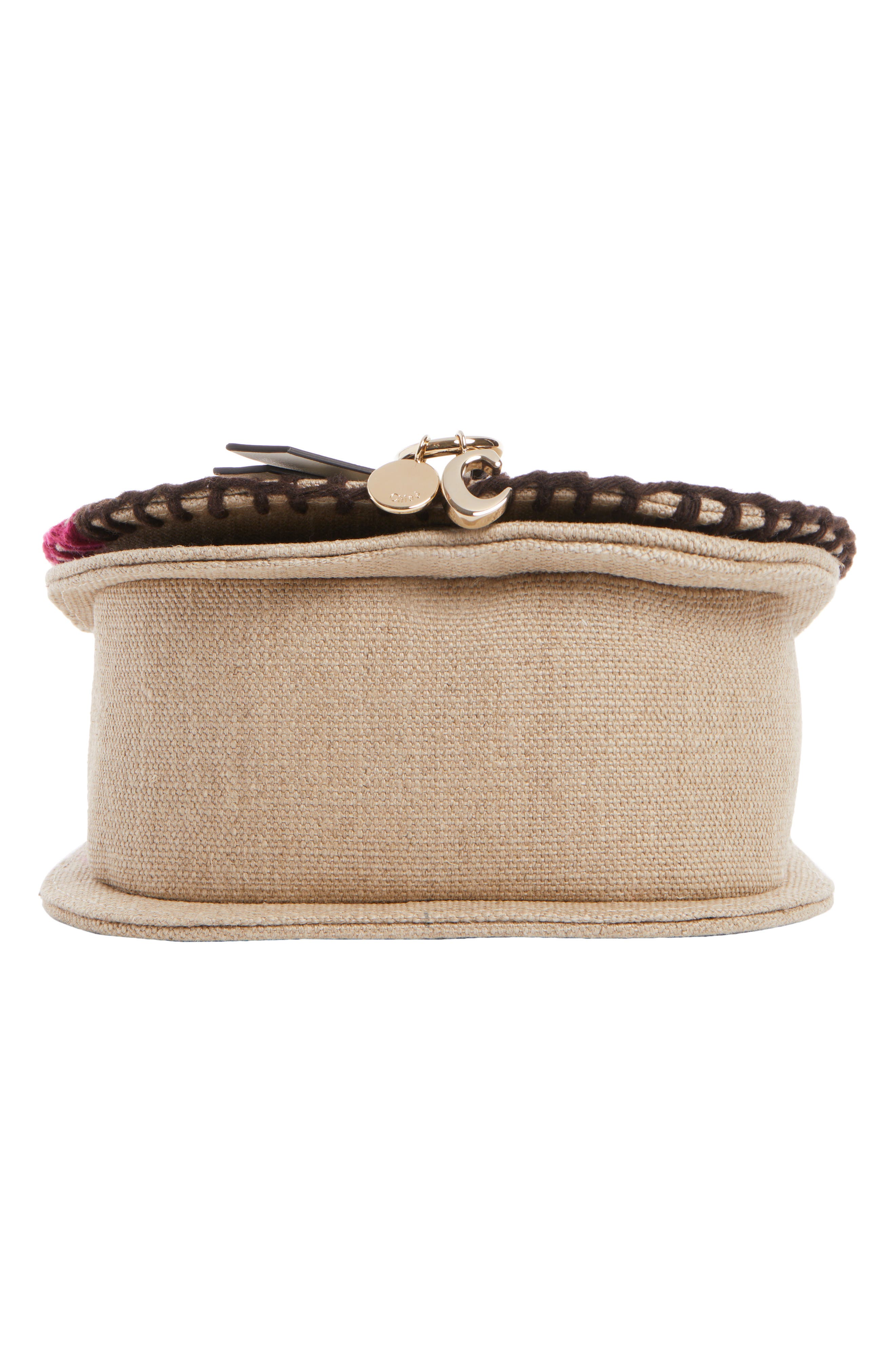 Chloé Mini Alphabet Saddle Linen Saddle Bag, Alternate, color, 