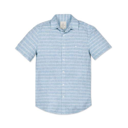 Hope & Henry Linen Short Sleeve Button Down Shirt In Mallorca Stripe