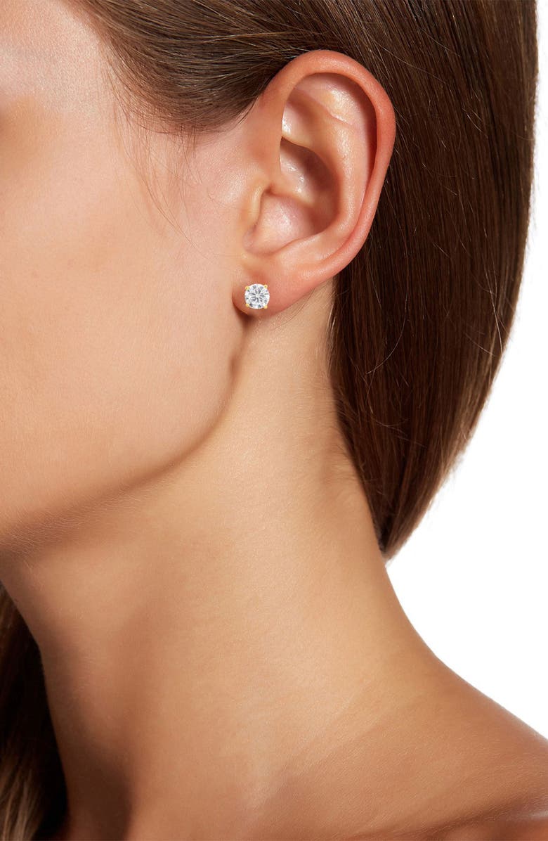 SAVVY CIE JEWELS Set of 3 Sterling Silver Round Cubic Zirconia Stud Earrings, Alternate, color, Yellow