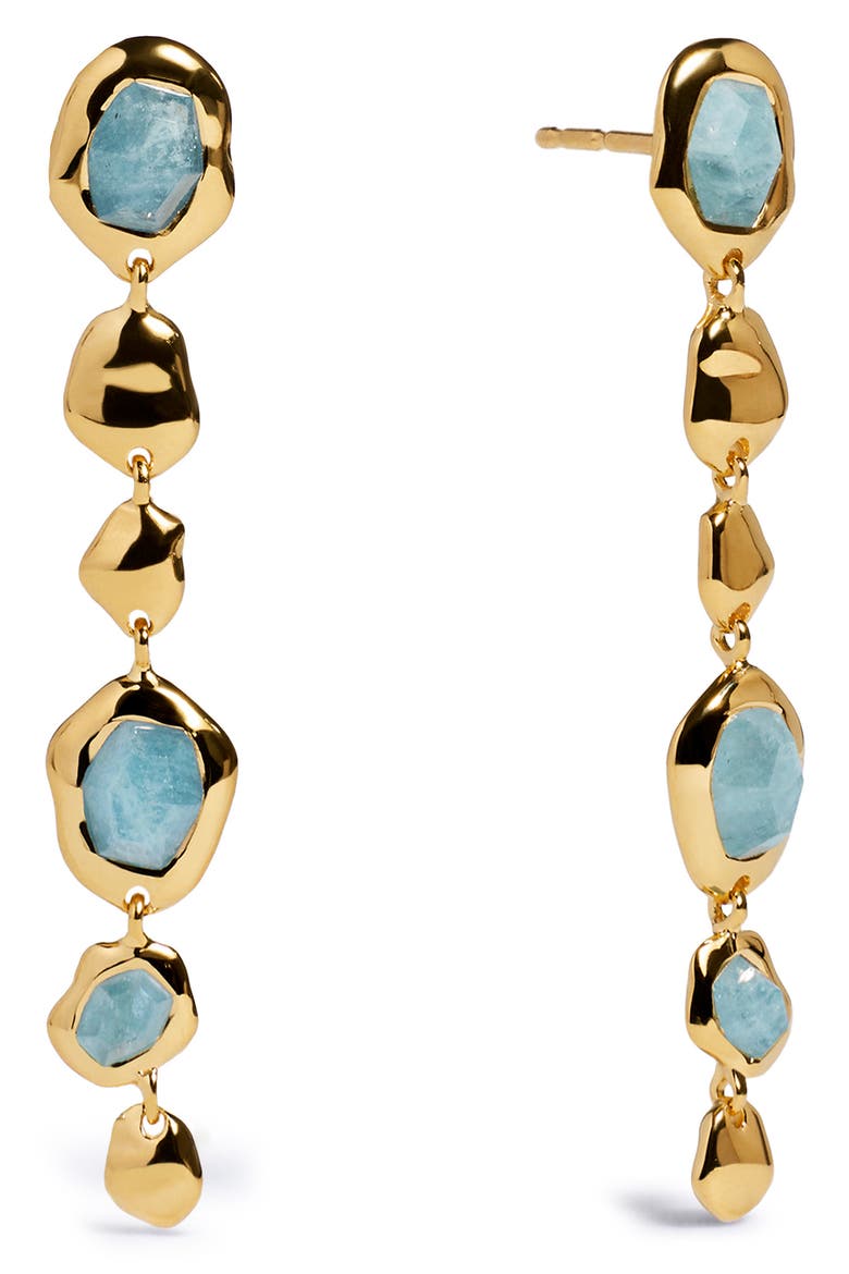 Odyssey Aquamarine Onyx Drop Earrings, Main, color, 18K GOLD VERMEIL / AQUAMARINE