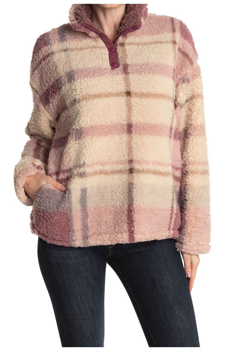 Thread & Supply Plaid Faux Shearling Pullover, Alternate, color,