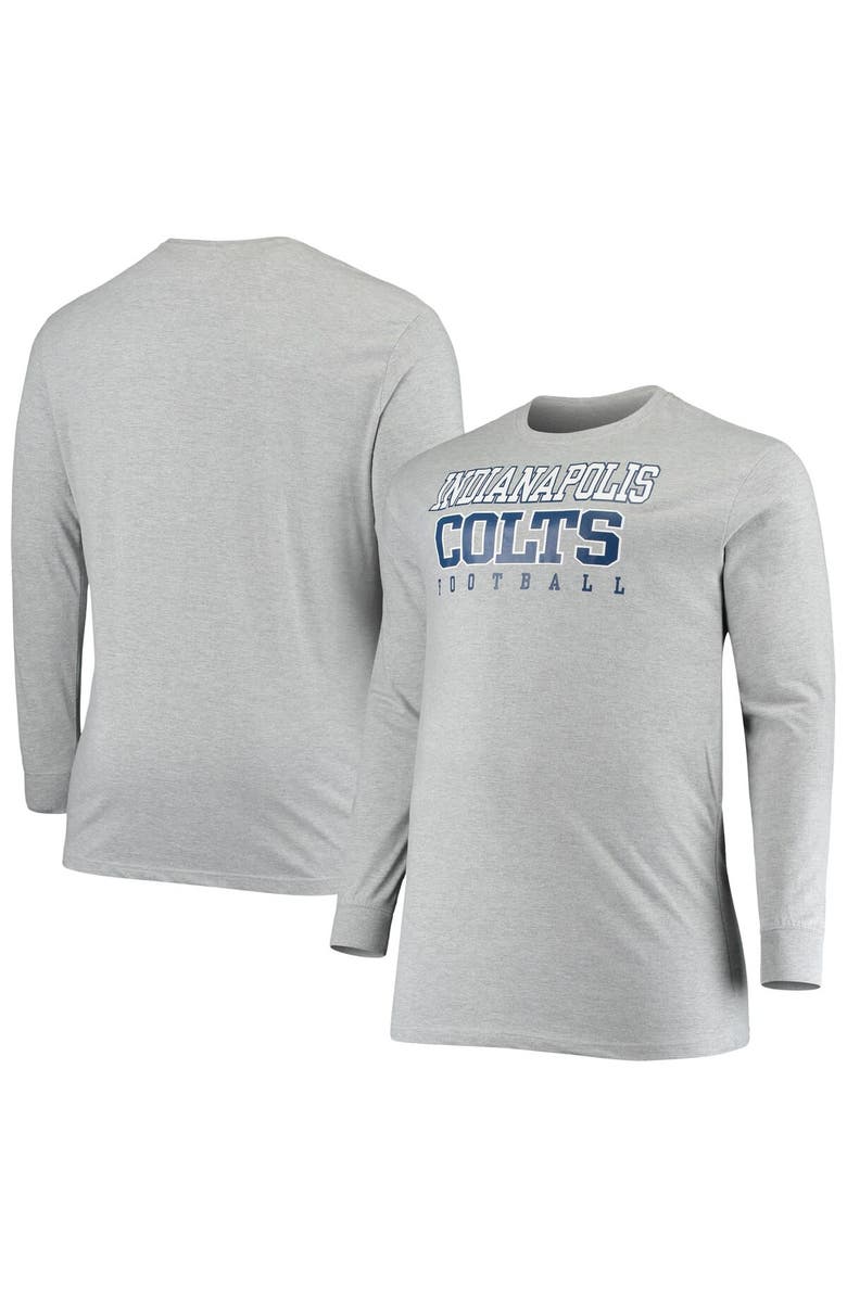 FANATICS Men's Fanatics Branded Heathered Gray Indianapolis Colts Big & Tall Practice Long Sleeve T-Shirt, Main, color, 