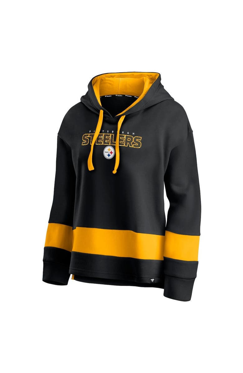 FANATICS Women's Fanatics Branded Black/Gold Pittsburgh Steelers Colors of Pride Colorblock Pullover Hoodie, Alternate, color, 