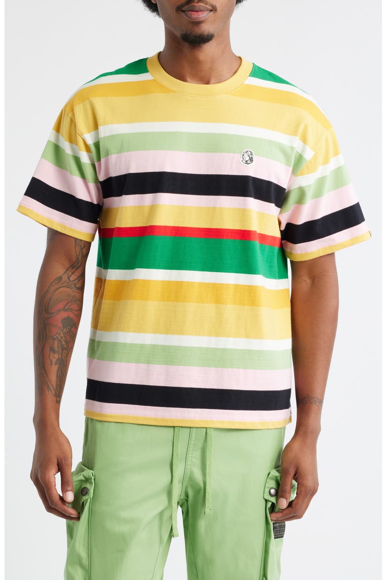 Treble Stripe Cropped Cotton Graphic T-Shirt, Main, color, YELLOW MULTI