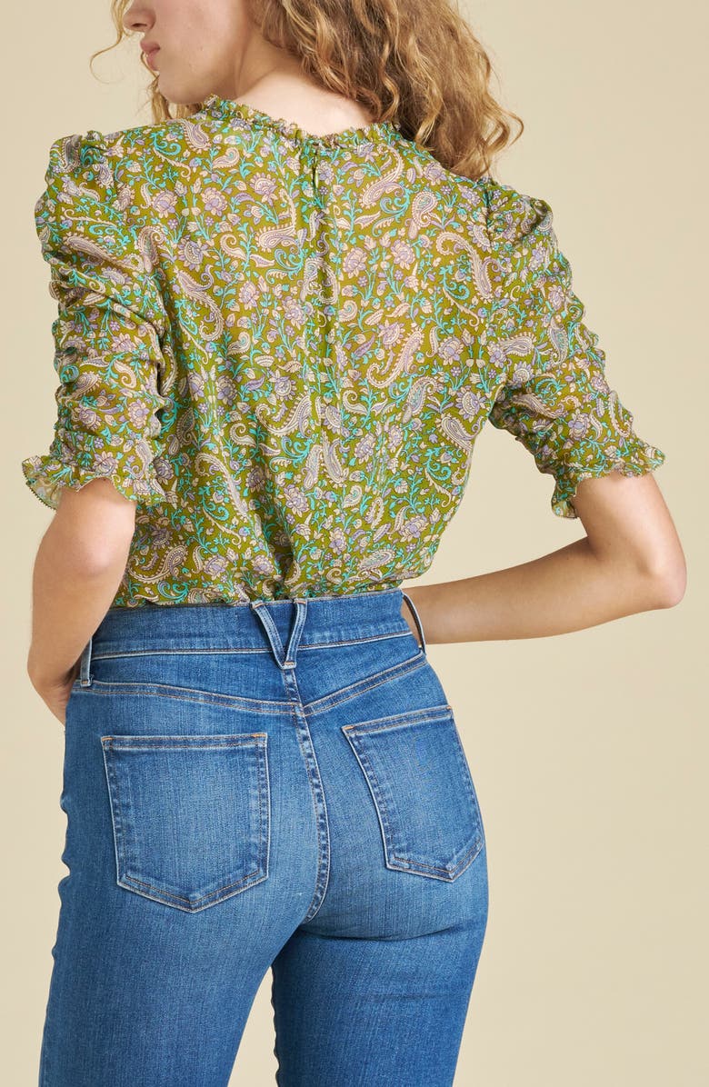 Veronica Beard Paisley Long Sleeve Silk Blouse, Alternate, color, 