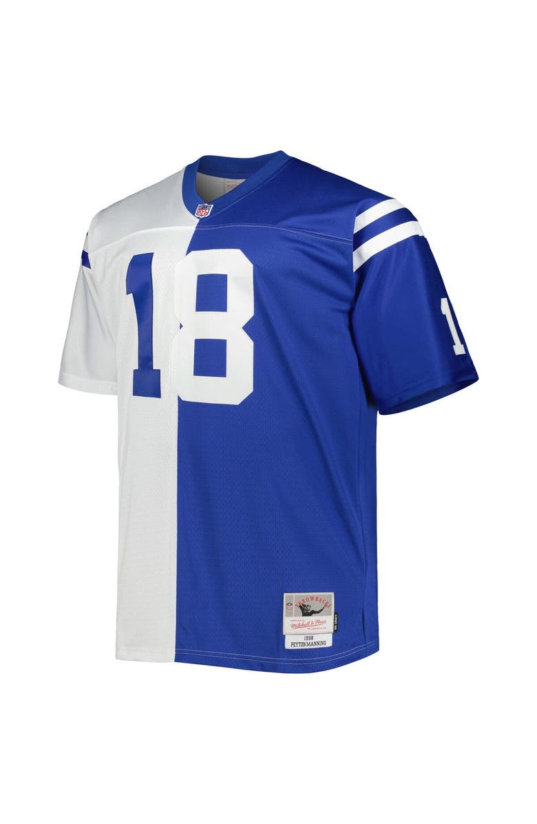 Mitchell & Ness Men's Mitchell & Ness Peyton Manning White/Royal Indianapolis Colts Big & Tall Split Legacy Retired Player Replica Jersey, Alternate, color, 
