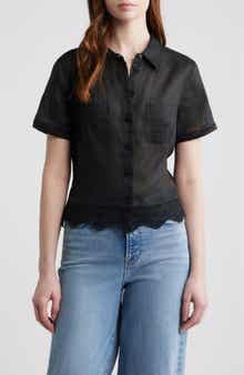 The Embroidered Seaside Ramie Button-Up Top