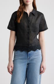 FRAME The Embroidered Seaside Ramie Button-Up Top
