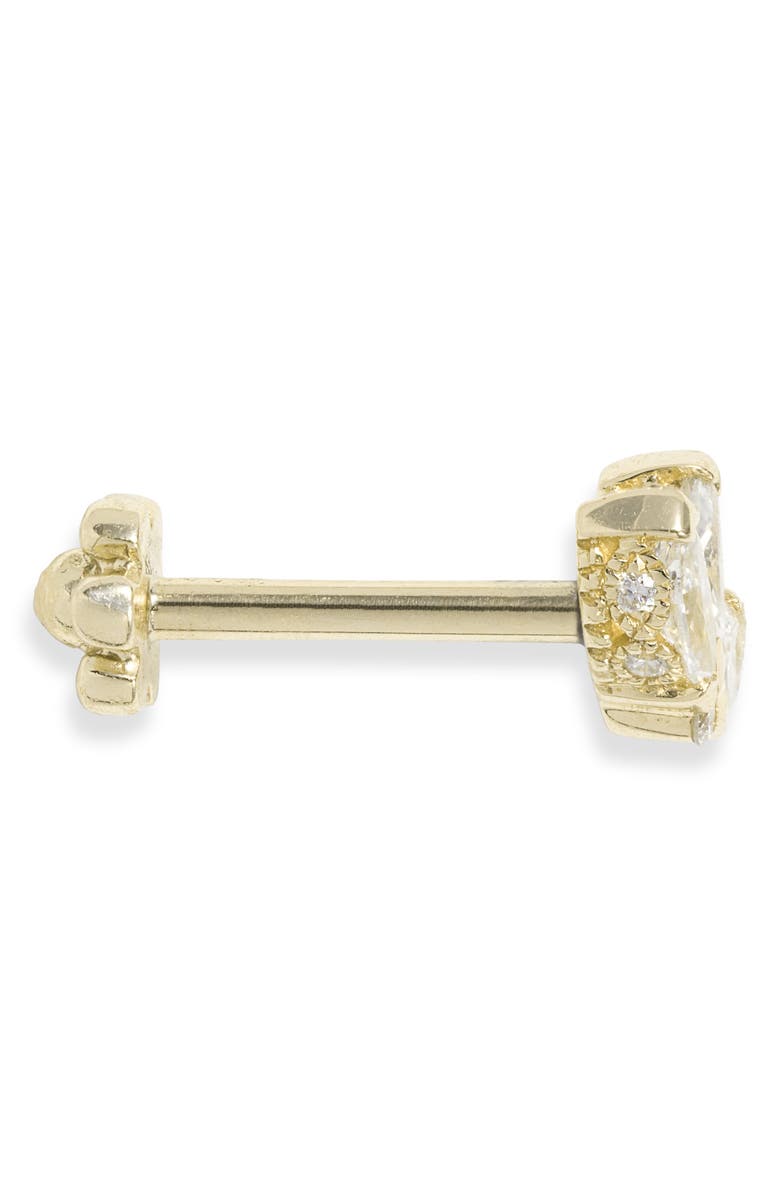 MARIA TASH Engraved Diamond Lotus Stud Earring, Alternate, color, Yellow Gold