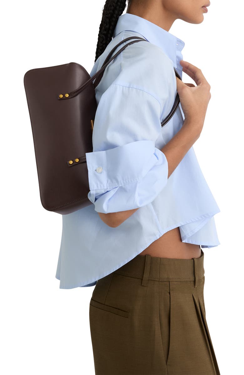 Reiss Devora Leather Shoulder Bag, Alternate, color, Chocolate