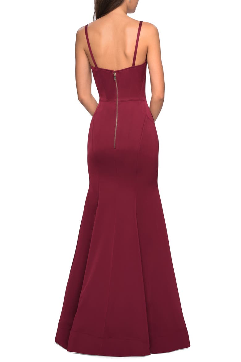 Fitted Long Dress with Seams and Large Gold Zipper, Alternate, color, BURGUNDY