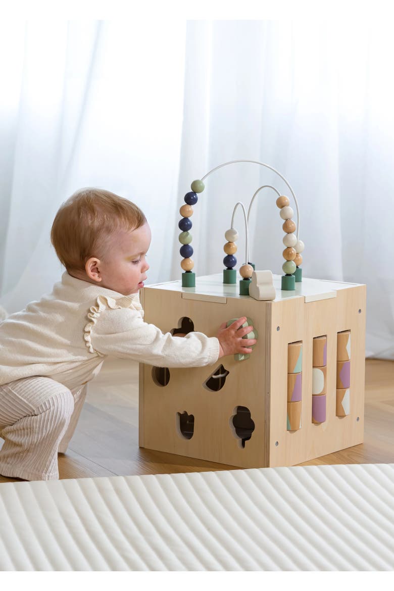 Wooden Activity Cube, Alternate, color, Multicolor