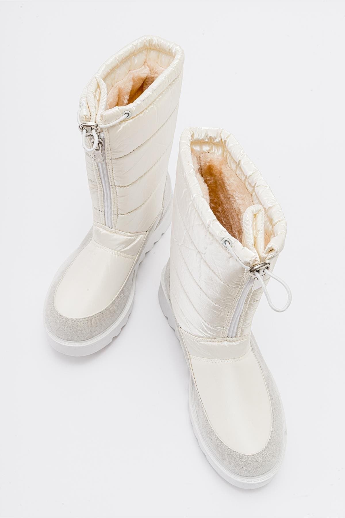 Vay Zip Snow Boot, Alternate, color, White Faux Leather
