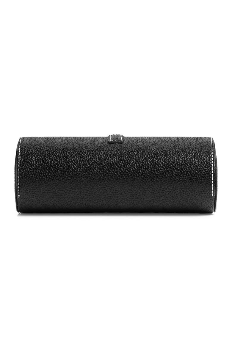 Fred Pebbled Leather Contrast Stitch Watch Roll, Alternate, color, Black
