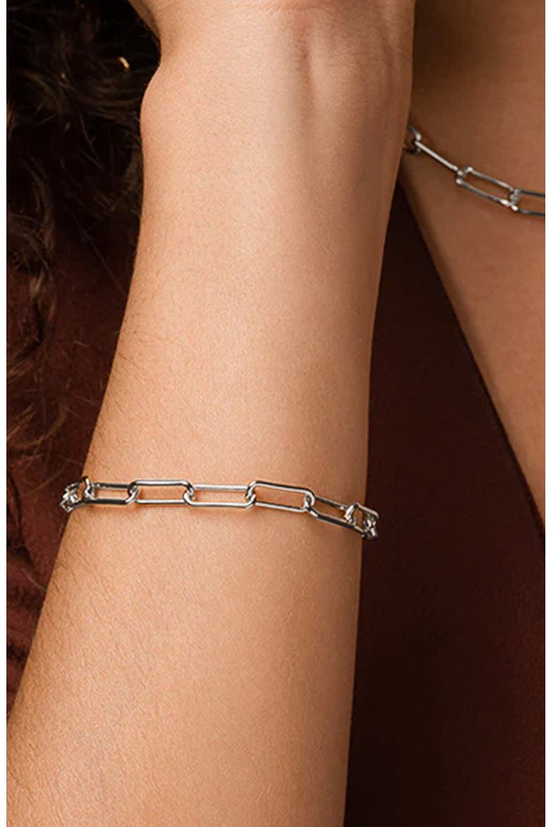 Sterling Silver 18k Gold Plated Amelia Chain Bracelet Dainty Trendy, Alternate, color, Silver