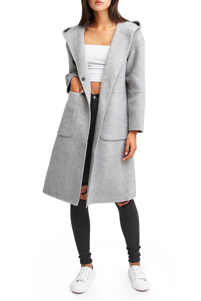 Walk This Way Wool Blend Oversized Coat, Main, color, GREY