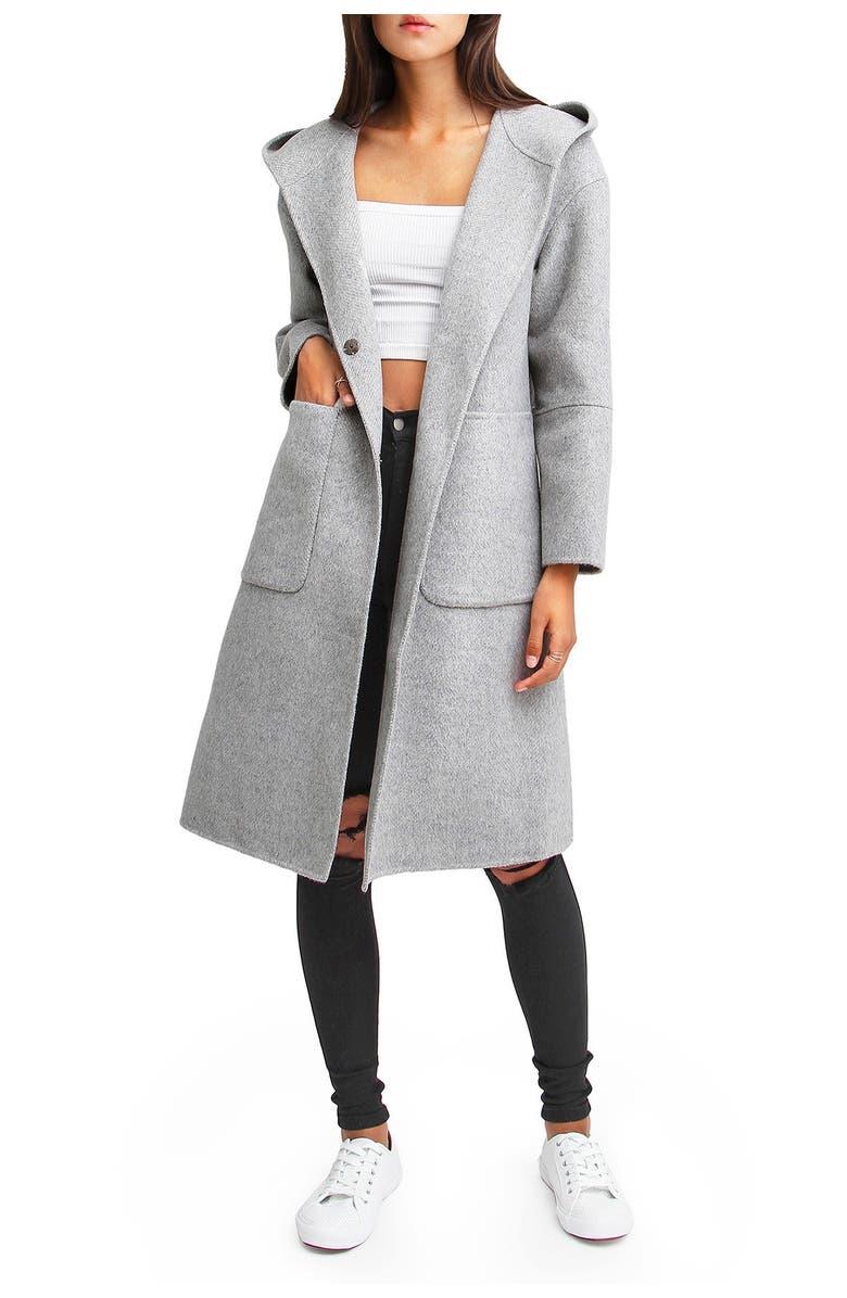 Belle & Bloom Walk This Way Wool Blend Oversized Coat, Main, color, Grey