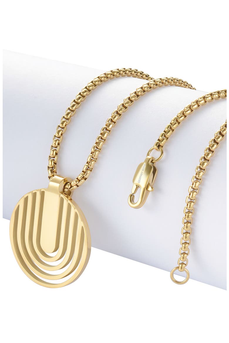 Men's Stainless Steel Disc Plate Pendant Necklace, Alternate, color, GOLD