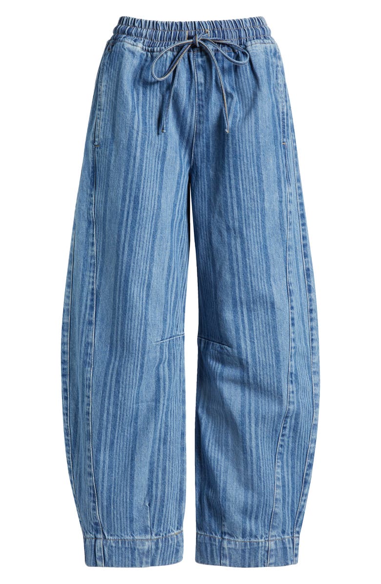 Damson Madder Felix Laser Stripe Barrel Leg Drawstring Jeans, Alternate, color,