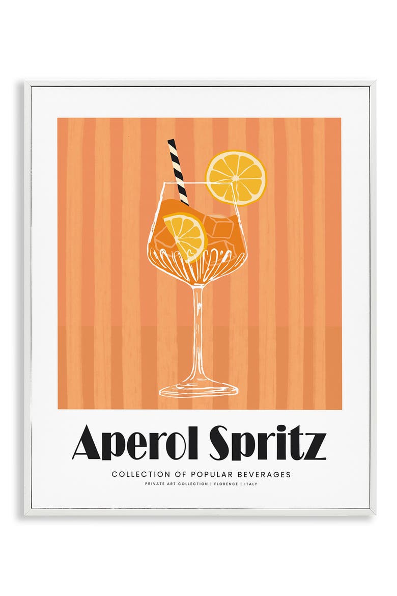Aperol Cocktail Framed Art Print, Main, color, ORANGE