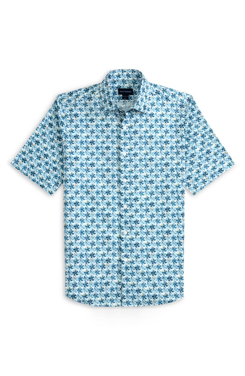 Scott Barber Regular Fit Floral Short Sleeve Cotton Button-Up Shirt, Alternate, color,