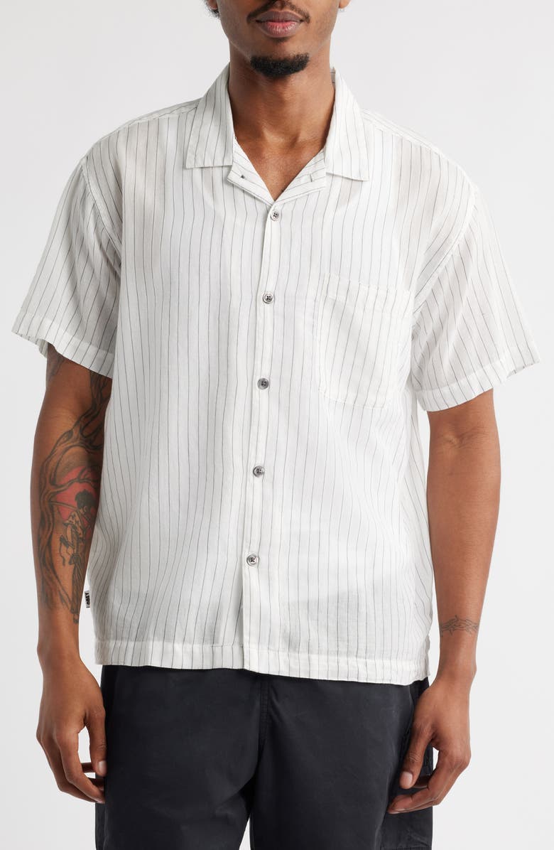 Obey Donnie Stripe Short Sleeve Cotton Button-Up Shirt, Alternate, color,