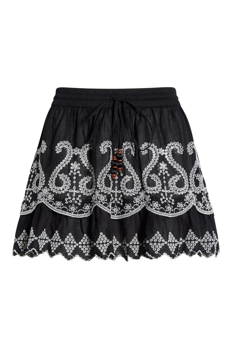 Judith Eyelet Embroidery Miniskirt, Alternate, color, BLACK / WHITE EYELET
