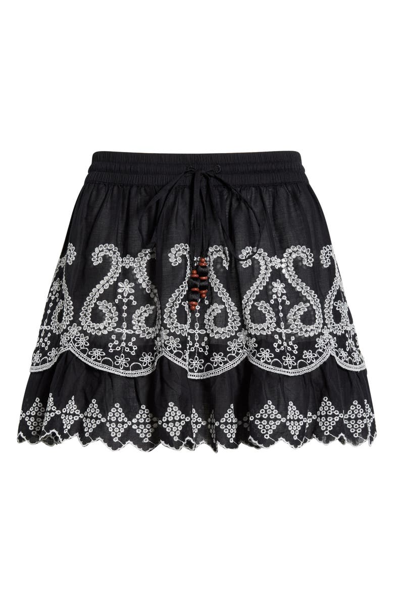 Ramy Brook Judith Eyelet Embroidery Miniskirt, Alternate, color, Black / White Eyelet