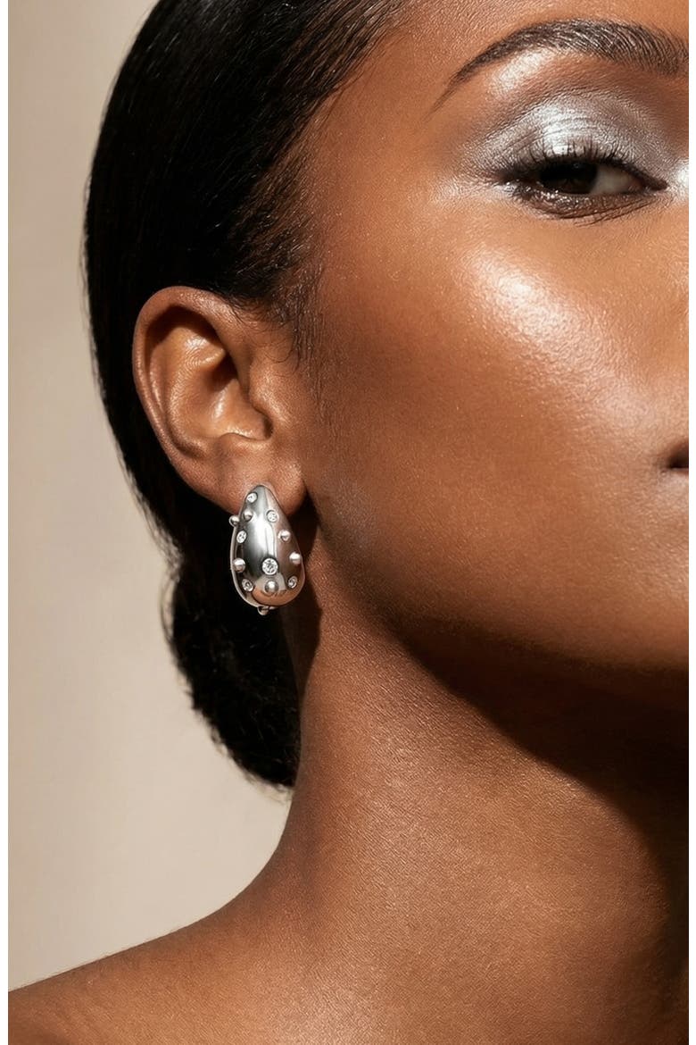 x SHARINA Crystal & Faux Pearl Teardrop Earrings, Alternate, color, SILVER