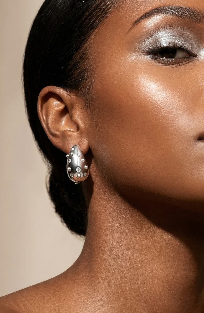 MacRae
Co. x SHARINA Crystal
Faux Pearl Teardrop Earrings, Alternate, color, Silver