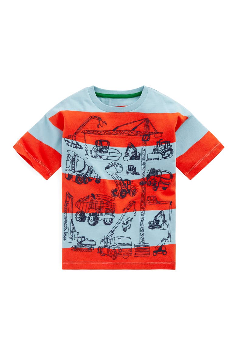 Kids' Stripe Construction Embroidered Cotton Graphic T-Shirt, Main, color, FORGET-ME-NOT/ FIESTA