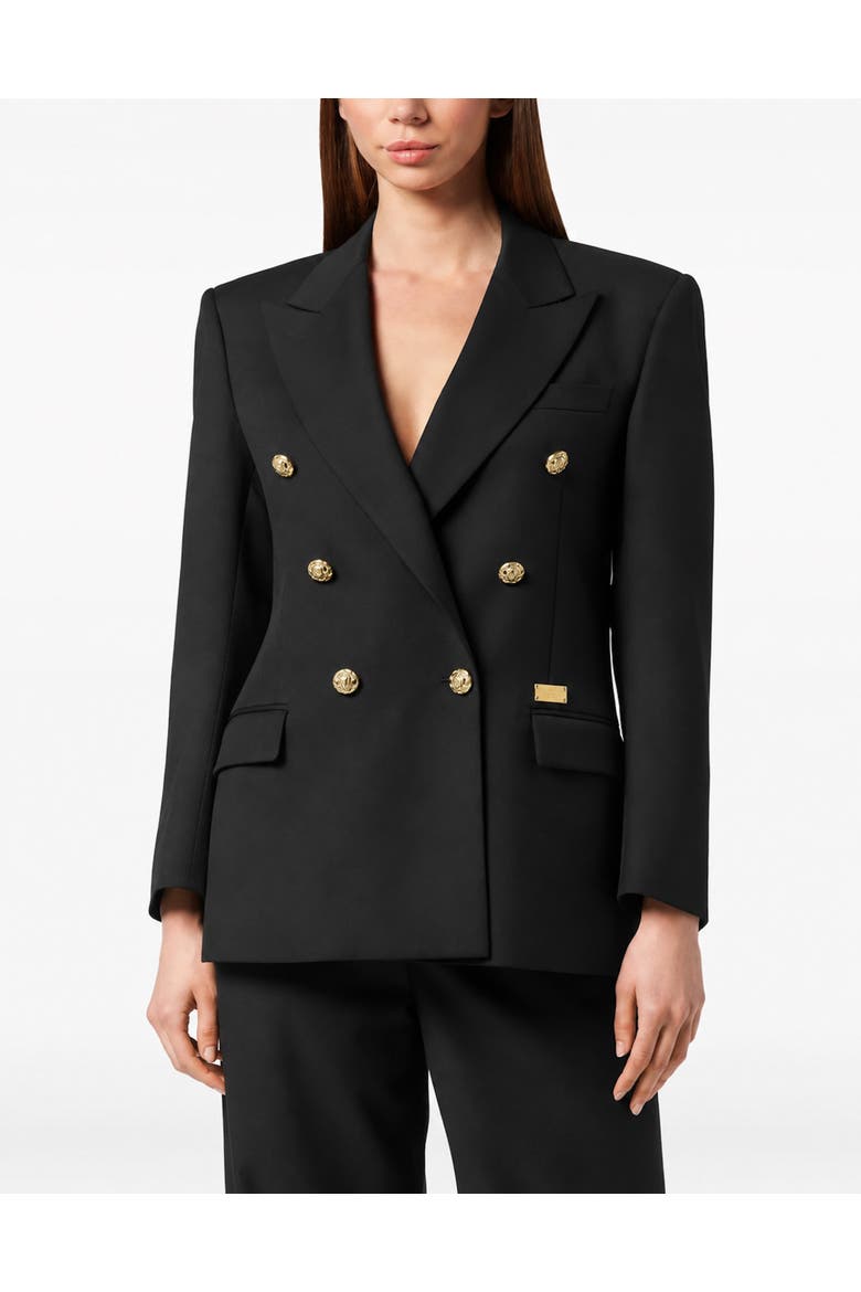 Satin Marine Fit Blazer Women, Main, color, black