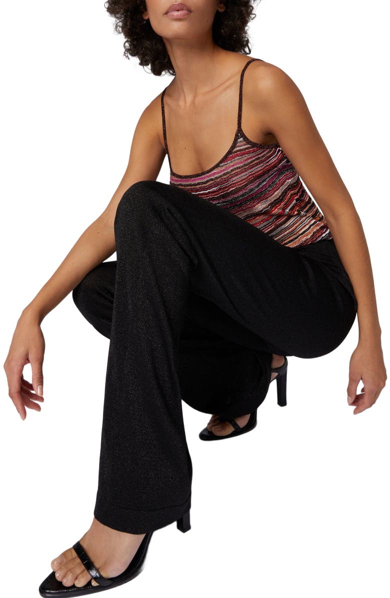 Missoni Straight Trousers In Lamé Viscose, Alternate, color, Black
