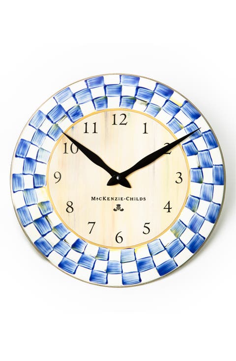 Royal Check Enameled Steel Wall Clock