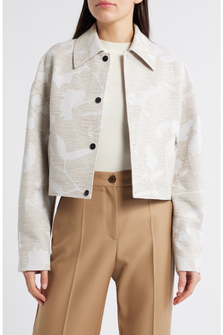 Jarlota Floral Jacquard Jacket, Main, color, LIGHT BEIGE