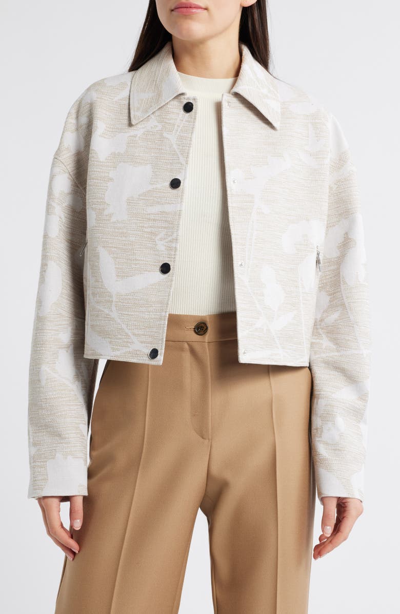BOSS Jarlota Floral Jacquard Jacket, Main, color, Light Beige