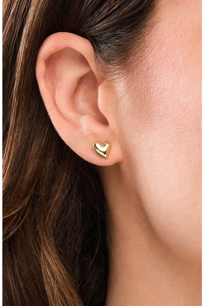 14K Gold Abstract Heart Stud Earrings, Alternate, color, 14K YELLOW GOLD