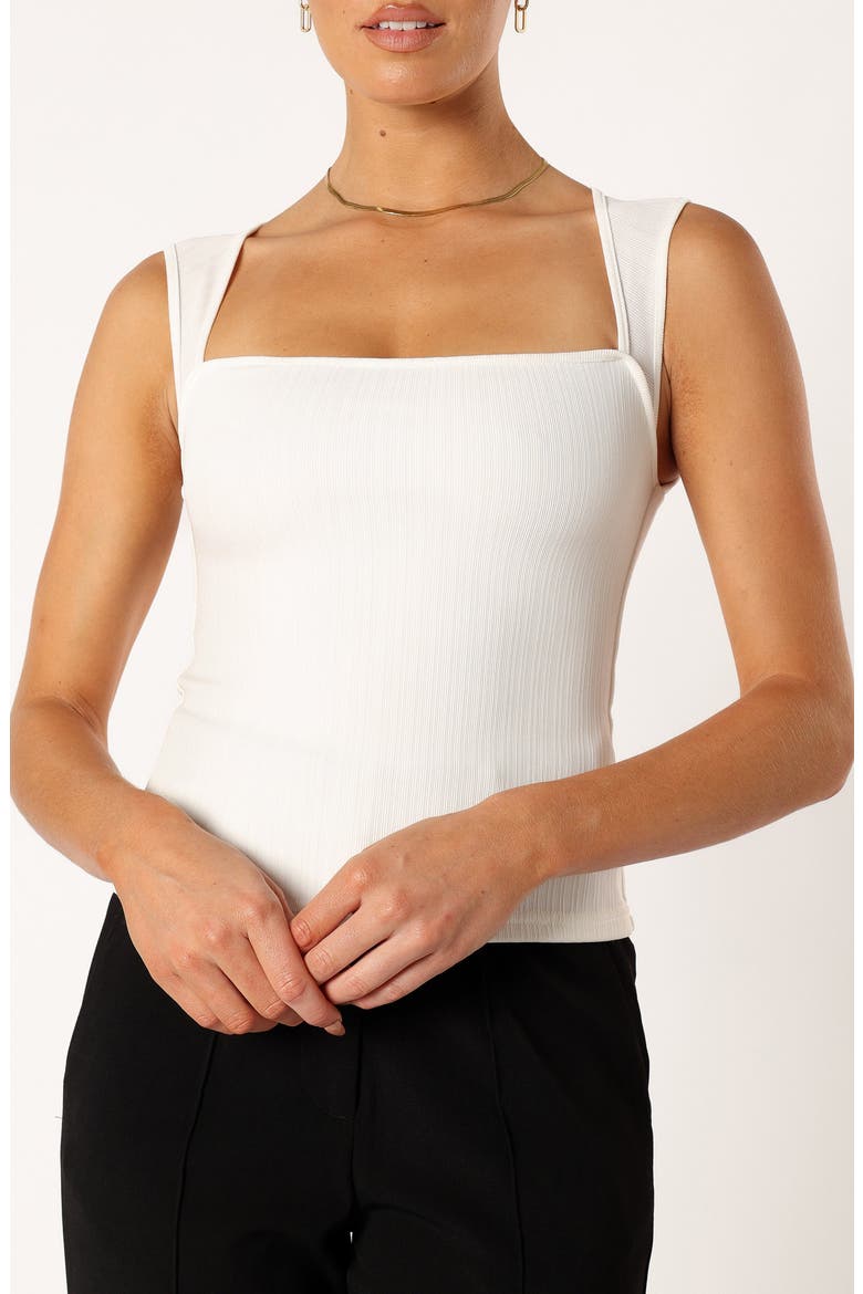 Clara Square Neck Sleeveless Knit Top, Alternate, color, WHITE