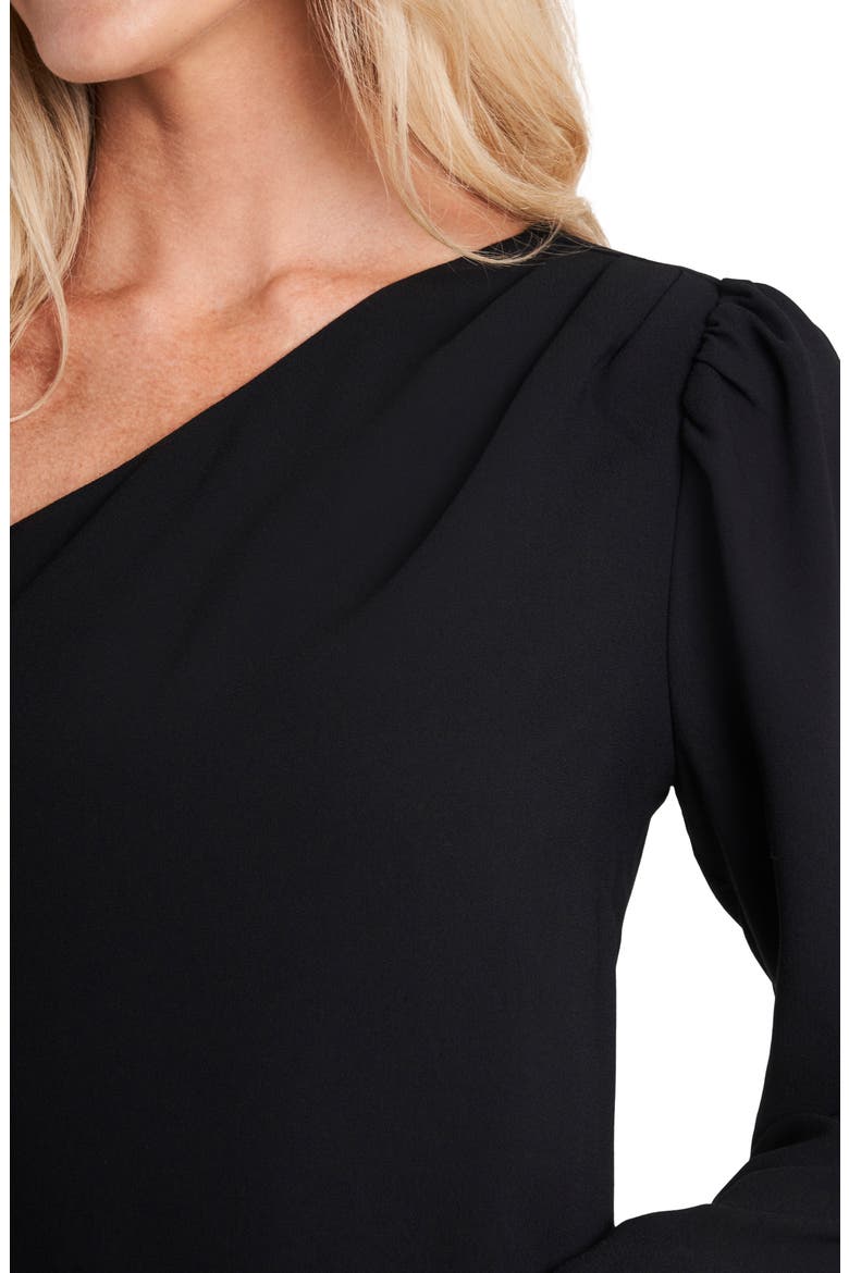 One-Shoulder Moss Crepe Dress, Alternate, color, RICH BLACK