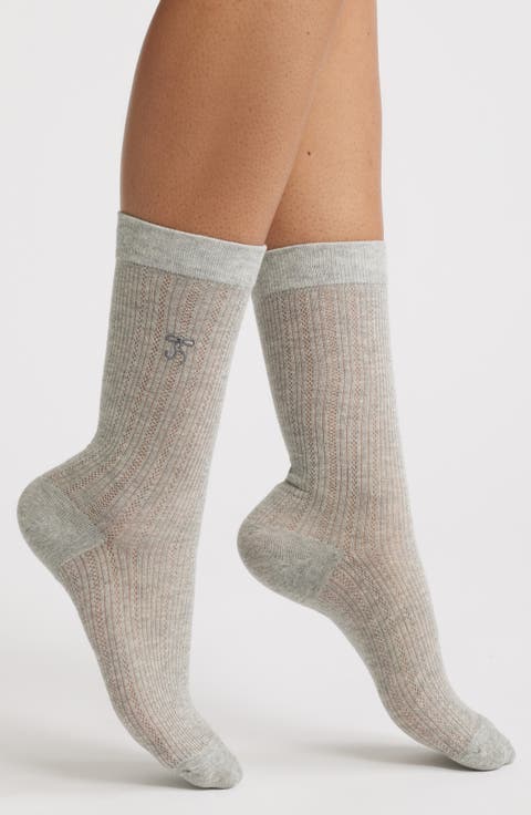 Kate Pointelle Bow Crew Socks
