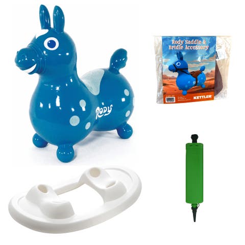 Rody Inflatable Bounce Horse with Rocking Base & Saddle-Bridle Accessory