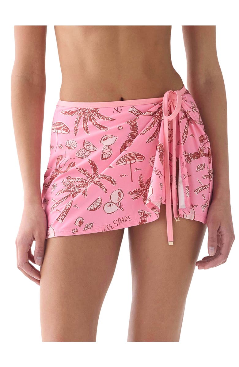 Kate Spade New York Wrap Swim Skrit, Main, color, Guava Slice