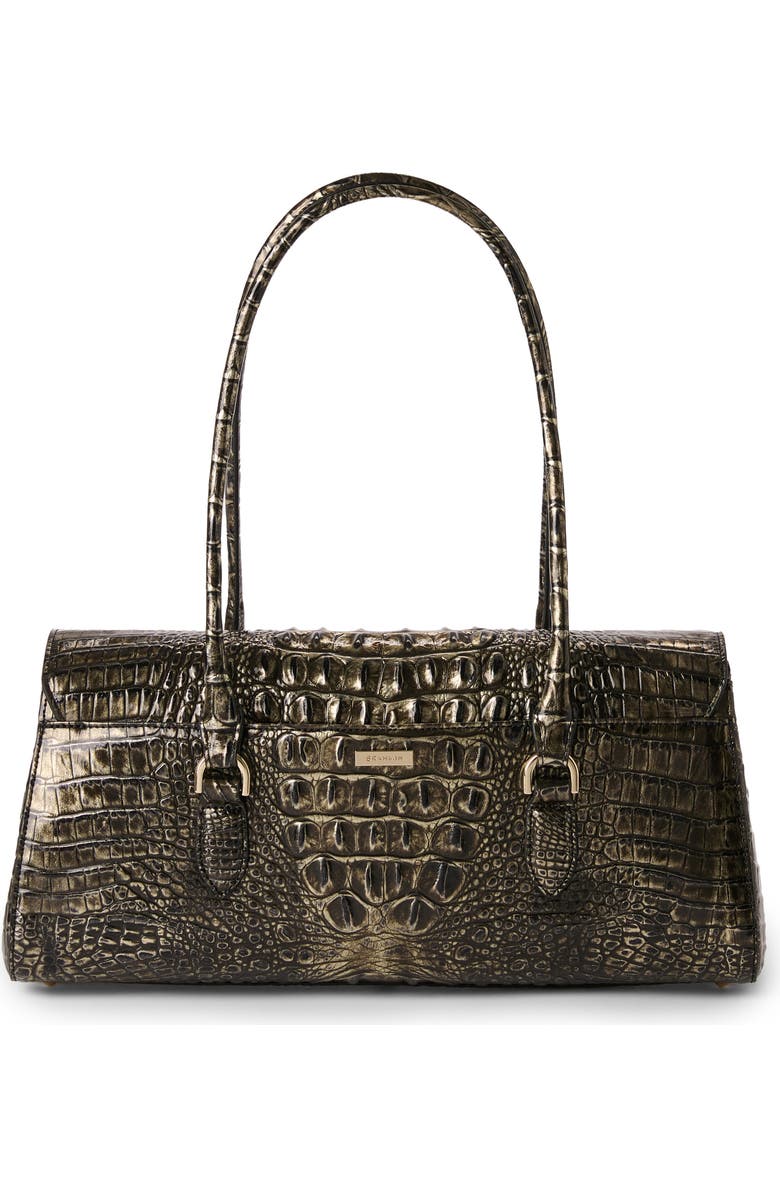 Brahmin Dayan Croc Embossed Leather Satchel, Alternate, color,
