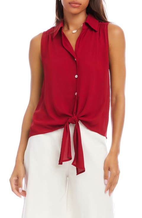 Sleeveless Tie Front Crepe Top (Regular & Petite)