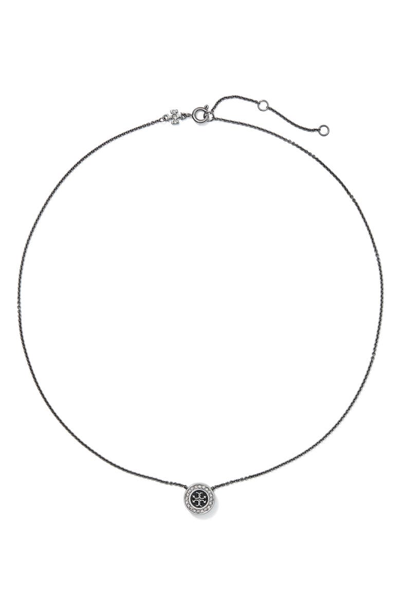 Tory Burch Kira Enamel Pavé Pendant Necklace, Main, color, 