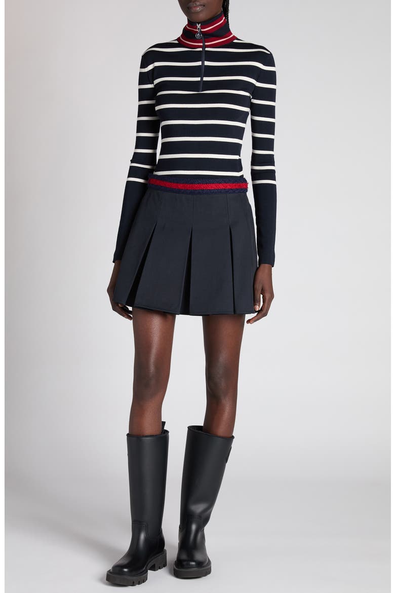 Stripe Virgin Wool Quarter Zip Pullover, Alternate, color, STRIPE